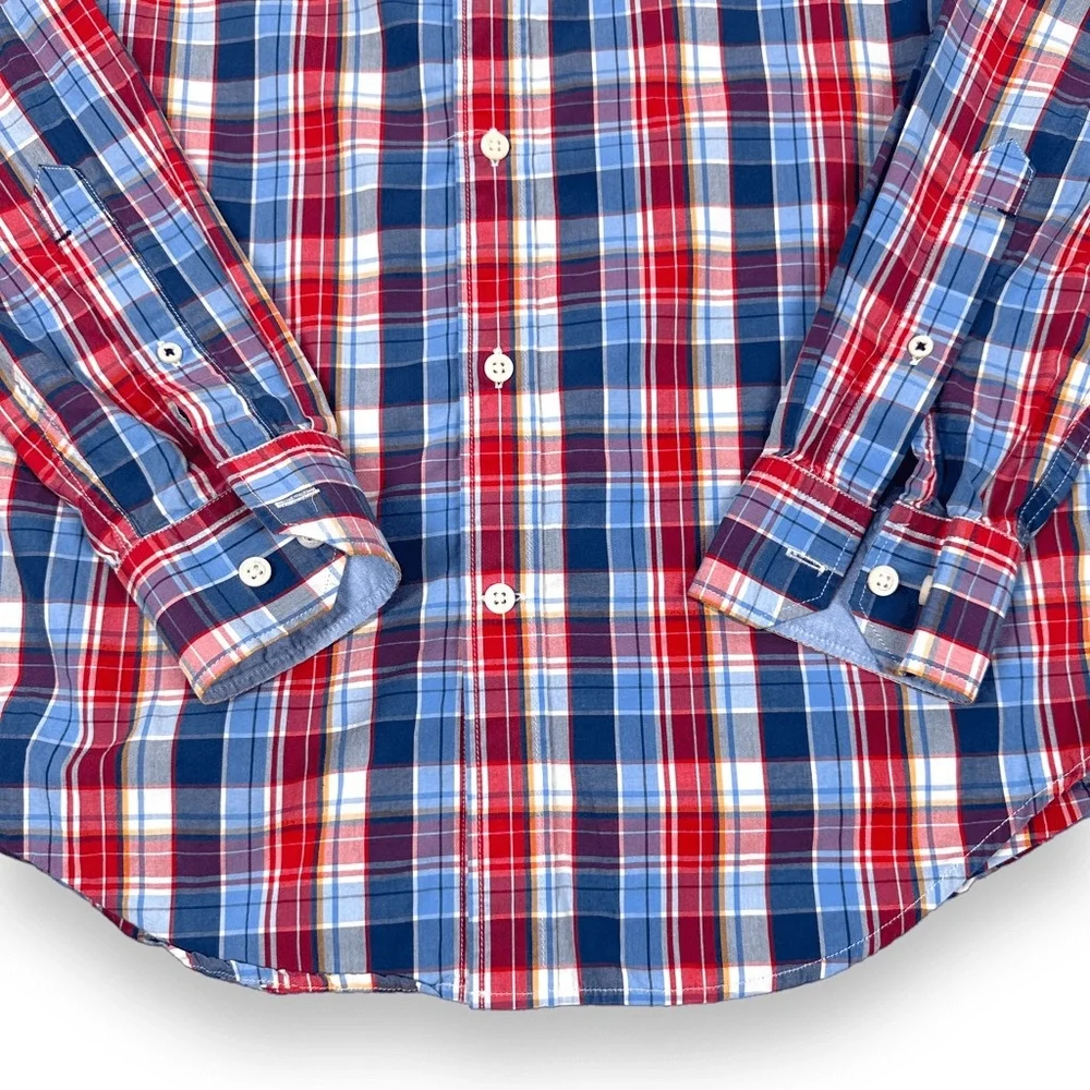 Banana‎ Republic Shirt Mens Small S Blue Plaid Slim Fit Long Sleeve Button Down